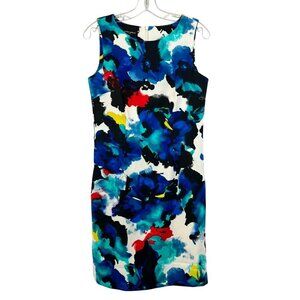 Mario Serrani Womens Sleeveless Sheath Dress Multicolor Size 6 Knee Length Zip